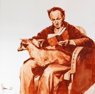Igor Shulman: 'old man with goat', 2019 Ink Painting, People. More and more often you just want to draw. To do some kind of graphics. Apparently to old age eyes get tired of color stress. Here is another dive into the world of monochrome. In my opinion it turned out very nice. The picture is painted with excellent oil paints ...