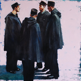 Igor Shulman: 'weekdays', 2019 Oil Painting, People. Artist Description: If you have not already noticed, I like to draw people in uniform. Men generally go uniform. It gives a clear address message and sharpens the situation. In many senses, the uniform sharpens the situation and clearly sets the accents. This is today, but that was yesterday. Legendary ...