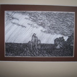 Seiglinda Welin: 'landscape', 2012 Pen Drawing, Landscape. Artist Description:    landscape pen/ ink mounted 25 by 20 cms     ...