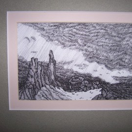Seiglinda Welin: 'landscape', 2012 Pen Drawing, Landscape. Artist Description:     landscape pen/ ink mounted 25 by 20 cms      ...