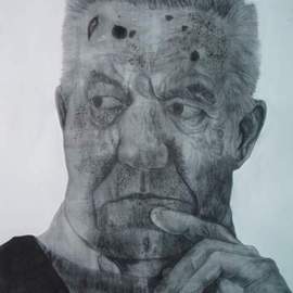 Srdjan Simic: 'old man', 2008 Charcoal Drawing, Portrait. Artist Description:  drawings whith charcoal on canvas blind ram ...