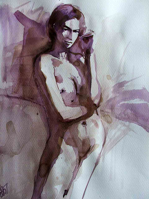 Artist Sipos Lorand. 'Nude5' Artwork Image, Created in 2008, Original Mixed Media. #art #artist