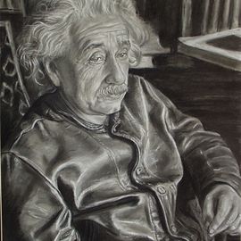 Morris Docktor: 'GENIUS IN LEATHER', 2010 Charcoal Drawing, Portrait. 