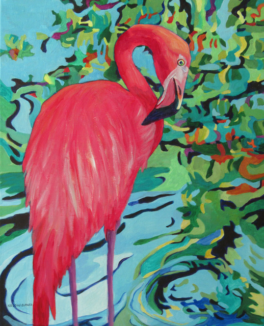 Sharon Nelsonbianco  'Curious Birds CHIQUITA', created in 2014, Original Painting Acrylic.