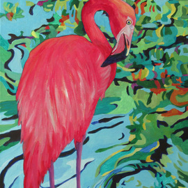 Sharon Nelsonbianco Artwork Curious Birds CHIQUITA, 2014 Acrylic Painting, Wildlife