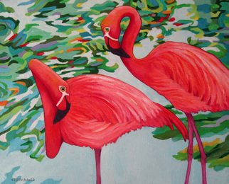 Artist: Sharon Nelsonbianco - Title: Curious Birds JESS and LORRAINE - Medium: Acrylic Painting - Year: 2014