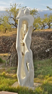 Stefan Van Der Ende: 'standing 2', 1987 Stone Sculpture, Abstract Figurative.  carrara standing snake carrying marble bronze                              ...