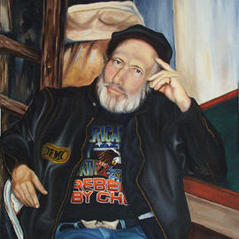 Thomas Williams: 'Biker', 2000 Oil Painting, Portrait. Artist Description: live free; rebel by choice...