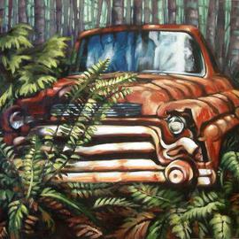 Suzan Marczak: 'Pacha Mamas Fan Dance', 2012 Acrylic Painting, Zeitgeist. Artist Description:    the forces of nature take over a derelict vehicle, and the rainforest reclaims possession of its own.   ...