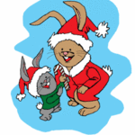 Simone Maxwell: 'Christmas Bunnies', 2006 Computer Art, Children. SOLD  SOLD  SOLD  SOLD  SOLD! ! ! ! !  Christmas bunnies. Children' s storybook illustration/ magazine spot. Adobe Photoshop. Image size is approximate.  * * *  This Super- cute and adorable children' s storybook illustration has been SOLD and will be published out of Beverly Hills, Los Angeles, CA in a Bulletin magazine, circulated and widely distributed ...