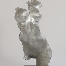 Rastislav Kralik Spada: 'torso of venus silver', 2020 Other Sculpture, Erotic. Artist Description: TORSO OF VENUS, mold casting, true silver, polymer concrete, base black granite...
