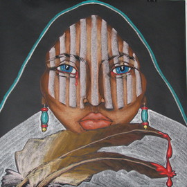 Jacqueline Rudolph: 'Female Plight', 2007 Pastel, Ethnic. Artist Description:    expressionistic portrait of Native American women.   ...