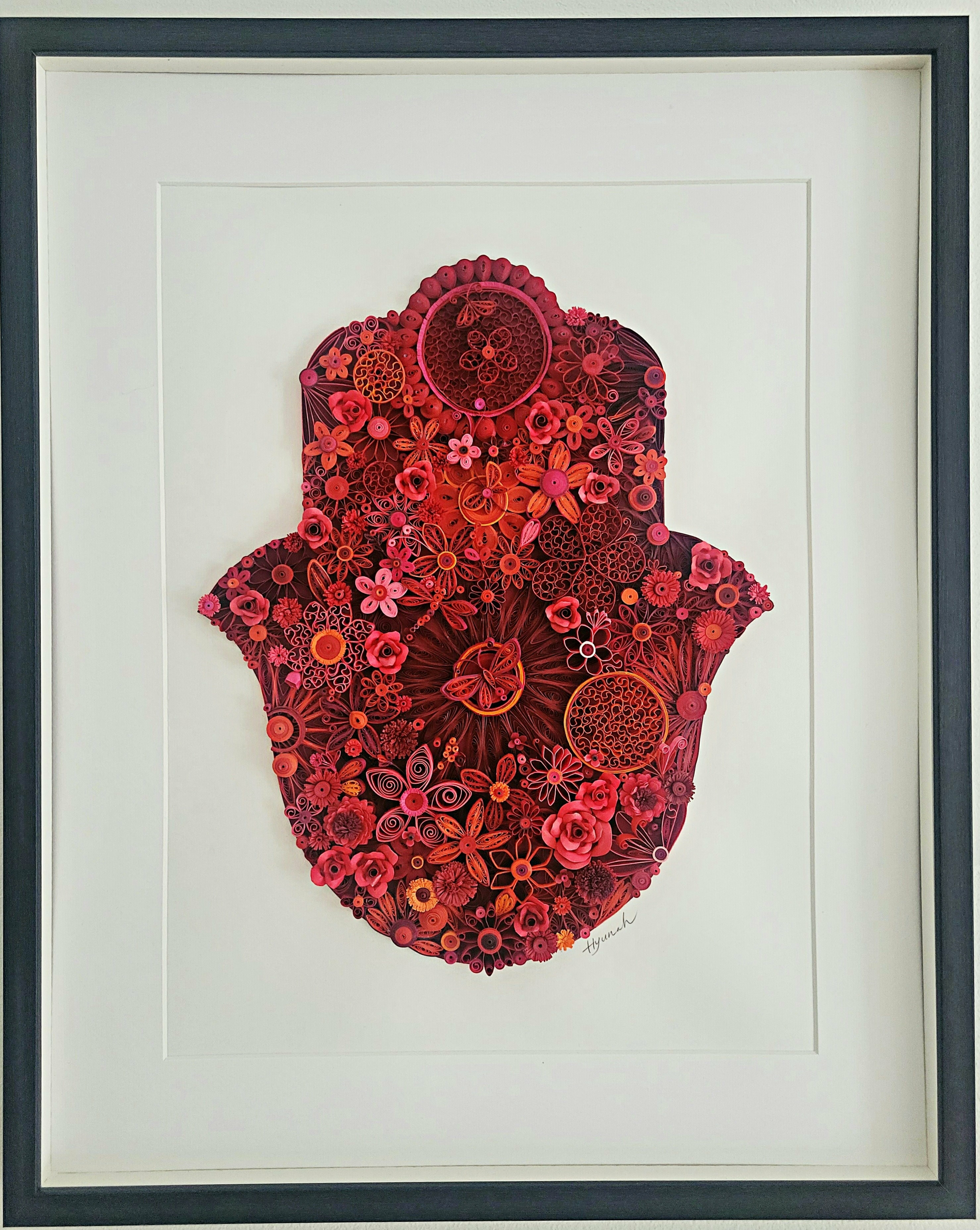 Hyunah  Choi: 'Crimson beauty', 2023 Paper, Judaic. Flowers are one of the purest forms of beauty in the world.  They carry a million variations of colors intheir delicate petals, and they hold meanings that can be used to express love, to show care, and to heal.I have loved the fact that if I nurture and ...