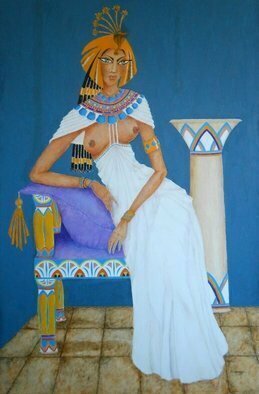 Jayne Somogy: 'nile nymph', 2017 Acrylic Painting, Famous People. This is my stylized interpretation of the temptress of the Nile, Cleopatra VII, 70 B.  C. - - 30 B.  C. , queen of Egypt.  This piece is the first in my series, Famous Flirts.  To see all my work- - www.  Jayne- Somogy.  pixels.  com...