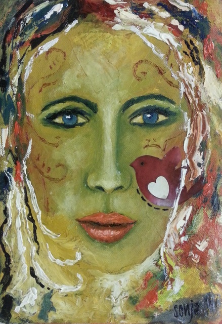 Artist Sonja Peacock. 'Her Mask' Artwork Image, Created in 2017, Original Painting Oil. #art #artist