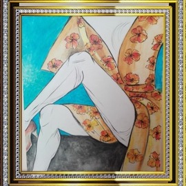 Sonya Chaushka: 'woman in the yellow dress', 2017 Acrylic Painting, Erotic. Artist Description: ART, SEX, EROTIC, PAINTING, SONYA CHAUSHKA, 8888...