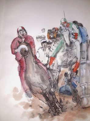 Debbi Chan: 'Going to Sienna for il Palio album', 2014 Artistic Book, Equine. Artist Description:  Il Palio. Horserace. Siena. Italy.  medieval. Traditional Chinese style. Folding album. Book art.              ...