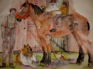 Debbi Chan: 'Here come the equines album', 2015 Artistic Book, Equine. Artist Description:   These album leaves are part of a larger 70'continuous story painting in a folding album.   ...