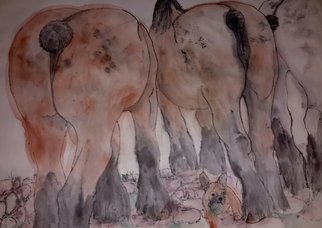 Debbi Chan: 'Here come the equines album', 2015 Artistic Book, Equine. Artist Description:        These album leaves are part of a larger 70'continuous story painting in a folding album.             ...
