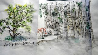 Debbi Chan: 'a book of trees', 2010 Artistic Book, Trees. Artist Description:  this painting was done in a folding album on mounted rice paper. ...