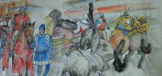 Debbi Chan: 'buon giorno Italia', 2014 Watercolor, Equine. Artist Description:  a lengthy horizontal handscroll in watercolor/ ink.                                                                                                                                                                                                                                                            ...