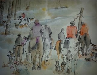 Debbi Chan: 'c coming together for fox hunt album ', 2014 Artistic Book, Equine. Artist Description:   These album leaves are part of a larger 70 plus ft. continuous story painting done in a folding album.                                                                                                                                                                                                                                                                               ...