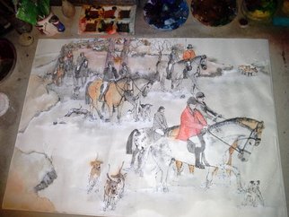Debbi Chan: 'coming together for fox hunt album', 2014 Artistic Book, Equine. Artist Description:             Folding album in watercolor/ ink                                       ...