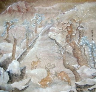 Debbi Chan: 'four deer', 2009 Watercolor, Atmosphere. Artist Description:  i really enjoyewd working on this one. there are four deer. you find number four. . . . ...