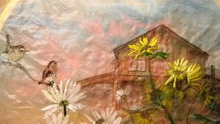 Debbi Chan: 'garden from my window embroidered', 2010 Fiber, Home. Artist Description:    i thought this watercolor would look nice partially embroidered. so it has begun . . keep watching the progress of the embroidery. . i will then offer for sale.                                                                                                                                  ...
