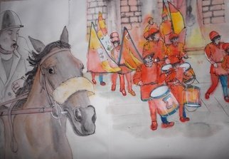 Debbi Chan: 'going to Siena for Il Palio album', 2014 Artistic Book, Equine. Artist Description:  These album leaves are part of a larger continuous story painting in a folding album.  ...