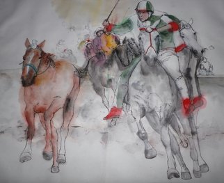 Debbi Chan: 'going to Siena for il Palio album', 2015 Artistic Book, Equine. Artist Description:  These album leaves are part of a larger 70'continuous story painting done in a folding album.   ...