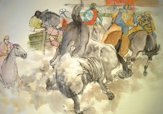 Debbi Chan: 'il Palio album', 2014 Artistic Book, Equine. Artist Description:    70 ft. Watercolor/ ink in folding album                                                                                                                                                                                                                                                           ...