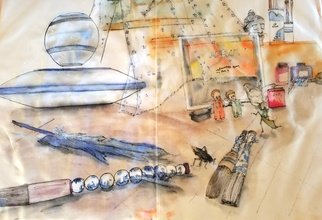 Debbi Chan: 'my world album', 2017 Watercolor, Home. Artist Description: Still life. Alexa. Btushes...