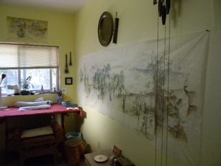 Debbi Chan: 'ten feet of silk on the wall', 2011 Color Photograph, Home. Artist Description:                 photos from Idaho. this is a photograph for sale of the painting and my studio.              ...