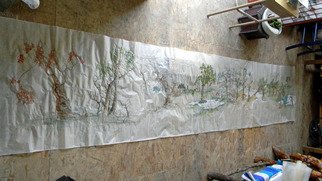 Debbi Chan: 'trees', 2011 Watercolor, Trees. Artist Description:  i took a few better photos of the big silk painting.  i thought i would put them on.                   ...