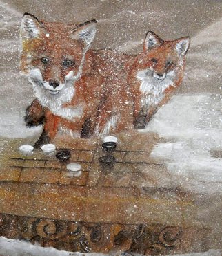 Debbi Chan: 'two fox watch wei gee game', 2010 Watercolor, Home. Artist Description:                photos from Idaho.               ...