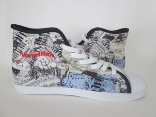 Naomi Johnson: 'Abstract Of Music Notes', 2016 Digital Art, Music.  Abstract digital design on high top sneakers.  ...
