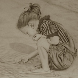 William Mccowan: 'Little beachcomber', 2009 Pencil Drawing, Children. Artist Description:   Pencil drawing of my daughter Catherine on the beach. I would like to offer prints before too long.* Prints available limited addition of 100 signed and numbered prints- $300 -  ...