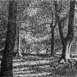 Keith Thrash: 'Trees in Central Park', 1987 Pen Drawing, Landscape. Artist Description:  Rapidograph ink drawing. ...