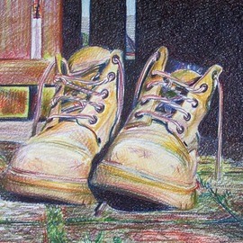 Anna Shipstone: 'Boots', 2008 Pencil Drawing, Other. Artist Description:  Quick colour pencil drawing. ...