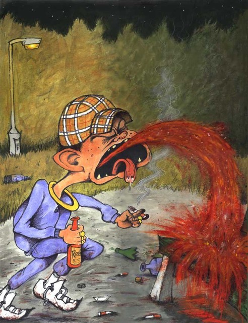 Ross Hendrick  'Cigarettes And Alcopops', created in 2007, Original Illustration.