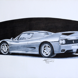 Sreejith Krishnan  Kunjappan: 'ferrari f50', 2015 Marker Drawing, Automotive. Artist Description: This marker render is of the gorgeous Ferrari F50.  A successor to the legendary F40, this was not quite a successful model, but it dint matter.  It is still such a gorgeous automobile to look at.  I am in love with the smooth flowing shoulder line that ends ...