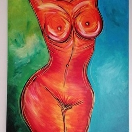 Simona Samkova: 'woman body', 2021 Acrylic Painting, Abstract Figurative. Artist Description: Red blood woman...