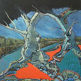 John Roof: 'Confict', 2008 Acrylic Painting, Abstract Landscape. Artist Description:  I try to paint the soul of nature in a relationship with the human race ...