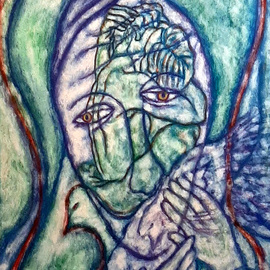 Stephen Mead: 'HeartLikeMarys', 1996 Watercolor, Healing. Artist Description: Evocative spiritual piece inspired, in part, by Joni Mitchells Dont Interrupt The Sorrow, incorporated into the series Blue Heart Diary, part of the DVD Captioned Closeness, Indieflix.  com.  ...