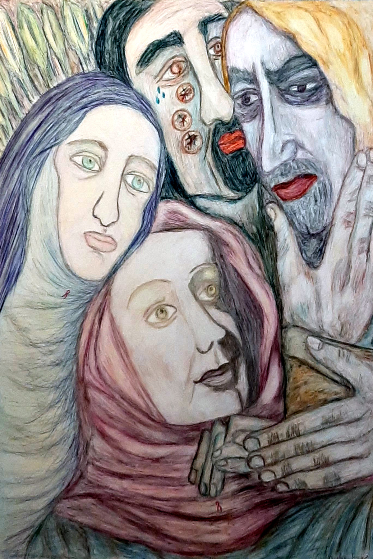 Stephen Mead: 'JudasKiss', 1999 Watercolor, Religious. Artist Description:   Religious Exploration, incorporated into the series Blue Heart Diary, part of the DVD Captioned Closeness, Indieflix. com.  ...