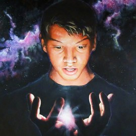 Stephen Briggs: 'Star child', 2011 Mixed Media, Surrealism. Artist Description:  16x 20 acrylic and prismacolor pencil on watercolor board. Surrealistic image of a boy holding a star in his hands. A nice scifi fantasy twist. ...