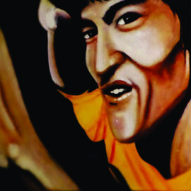 Steve Meyerholz: 'bruce lee', 2019 Acrylic Painting, Famous People. Artist Description: The black belt martial arts master, Bruce Lee, inspired this painting. Bruce Lee was my childhood hero and I wanted to paint a realistic picture of him so that people who saw it would be reminded of his awe- inspiring martial arts skills. I have mastered many different ...