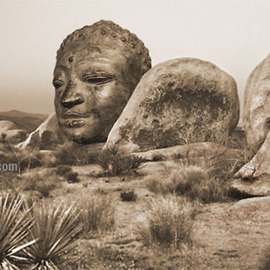 Steven Poe: 'Desert of Impermanence', 2002 Other Photography, Visionary. Artist Description: A large ancient Buddha evolves out of a desert rock formation. ...