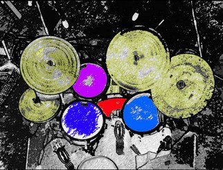 Cal Haines: 'Drums Down', 2006 Color Photograph, Music.  Over- head view of a set of drums from a concert at the Hollywood and Highland Complex in Hollywood, Ca ...
